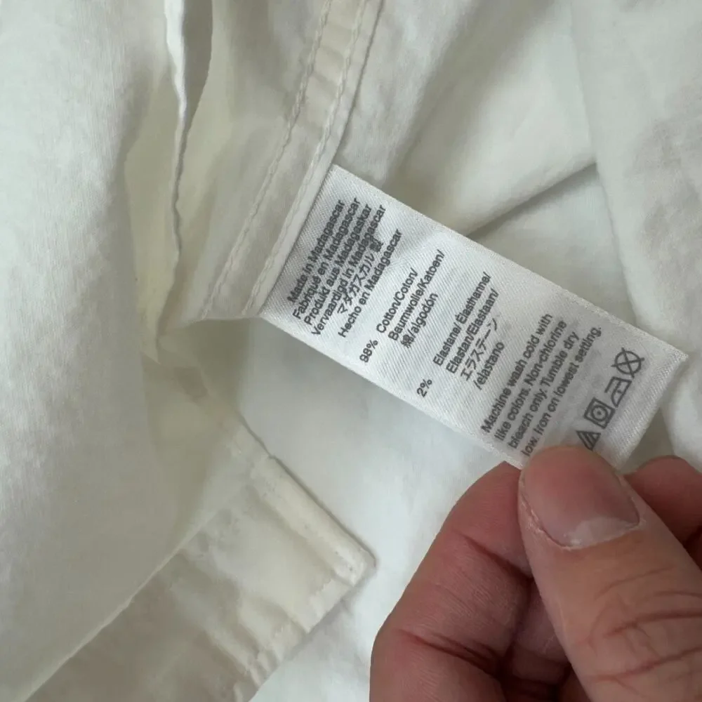 Mens J Crew Flex Washed Slim Untucked White Oxford Button Up Shirt XL